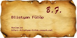 Blistyan Fülöp névjegykártya